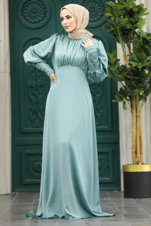 Luxorious Almond Green Modest Islamic Clothing Prom Dress 22192CY - 2