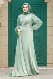 Neva Style - Luxorious Almond Green Muslim Bridesmaid Dress 2311CY - Thumbnail