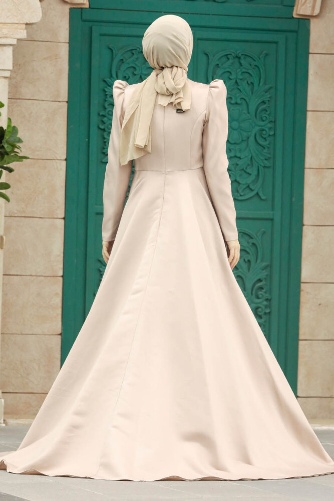 Luxorious Beige Modest Evening Gown 2295BEJ - 4
