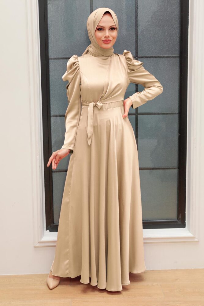Luxorious Beige Modest Islamic Clothing Evening Dress 4570BEJ - 1