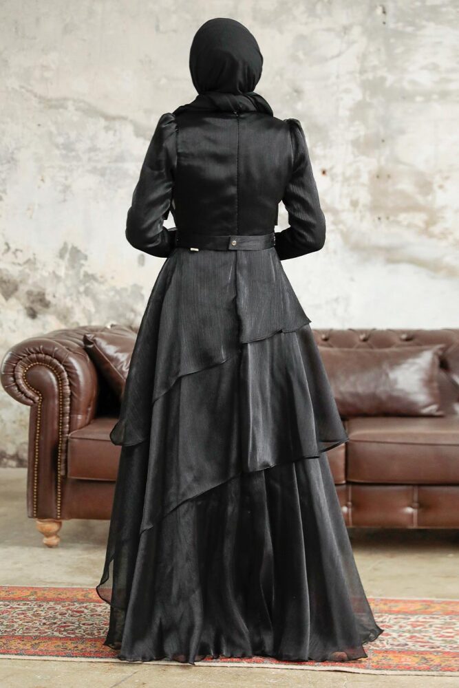 Neva Style - Luxorious Black Islamic Clothing Evening Dress 38221S - 3
