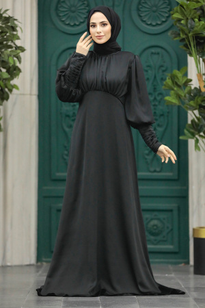 Luxorious Black Modest Islamic Clothing Prom Dress 22192S - 2