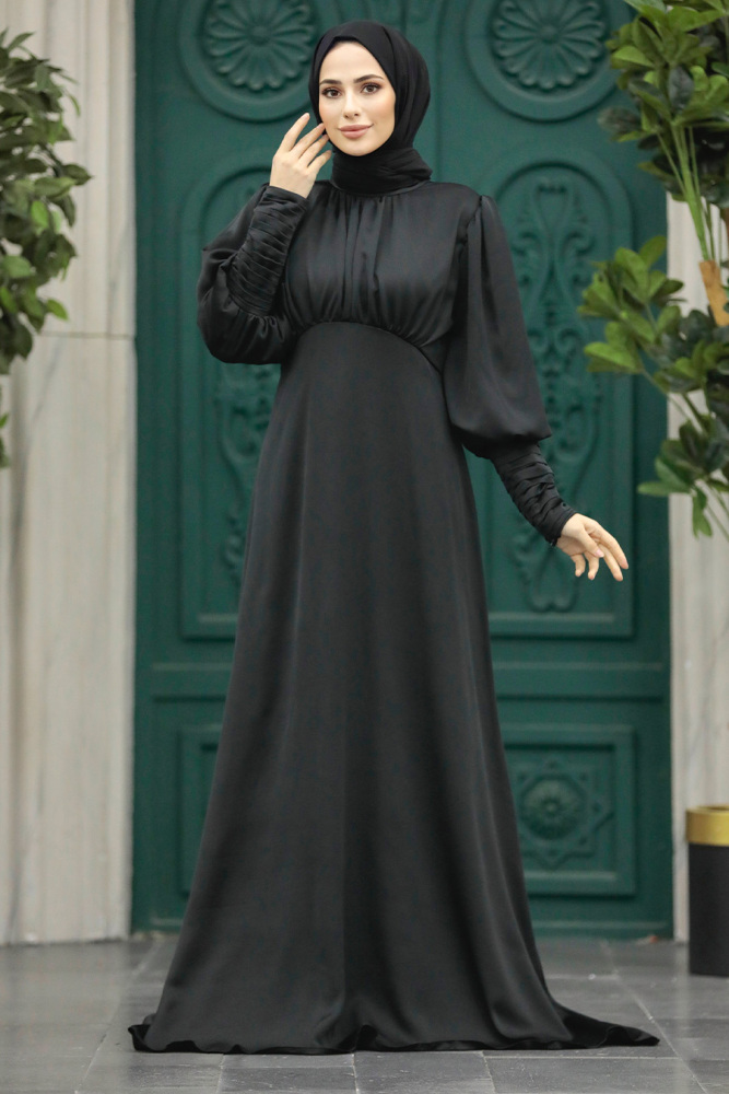 Luxorious Black Modest Islamic Clothing Prom Dress 22192S - 2