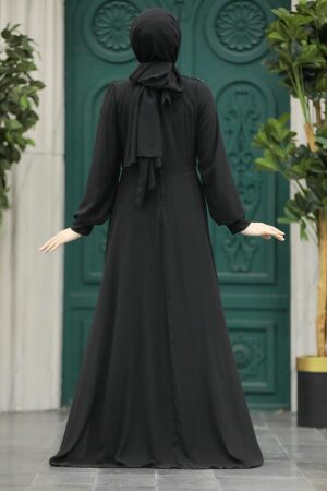 Luxorious Black Modest Islamic Clothing Prom Dress 22192S - 3