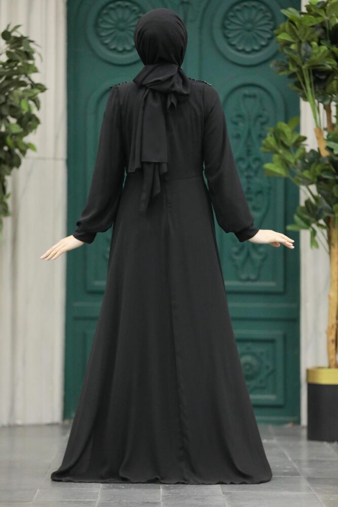 Luxorious Black Modest Islamic Clothing Prom Dress 22192S - 3