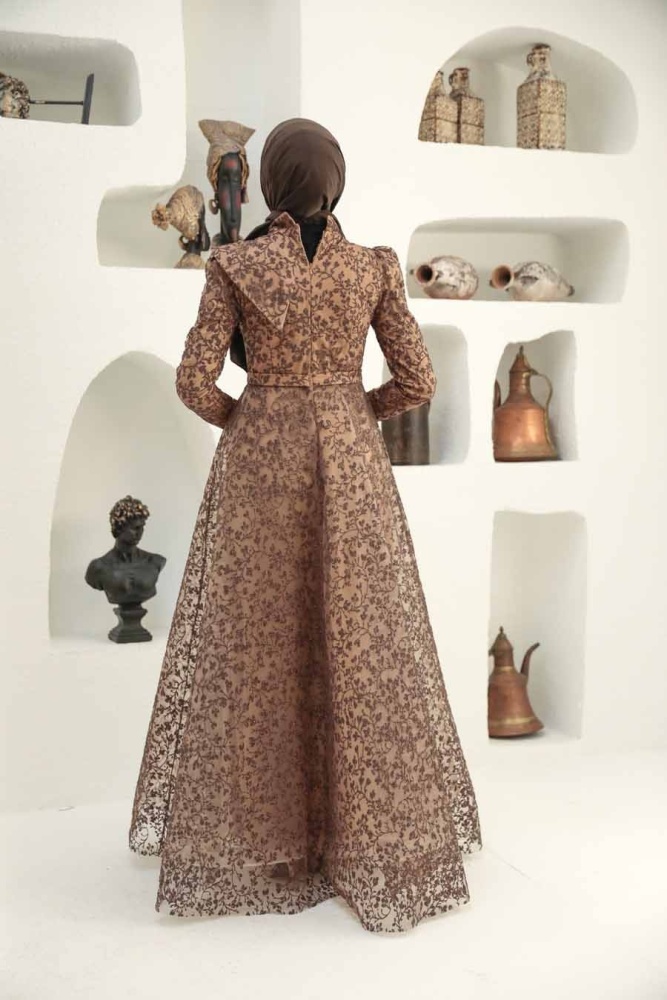 Neva Style - Luxorious Brown Islamic Wedding Dress 22421KH - 3