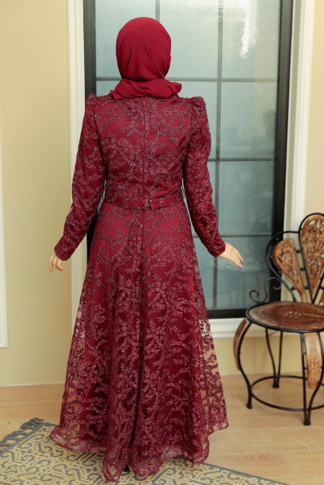 Neva Style - Luxorious Claret Red Modest Prom Dress 3330BR - 5