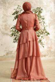 Neva Style - Luxorious Copper Islamic Clothing Evening Dress 38221BKR - Thumbnail