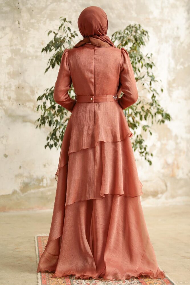 Neva Style - Luxorious Copper Islamic Clothing Evening Dress 38221BKR - 3