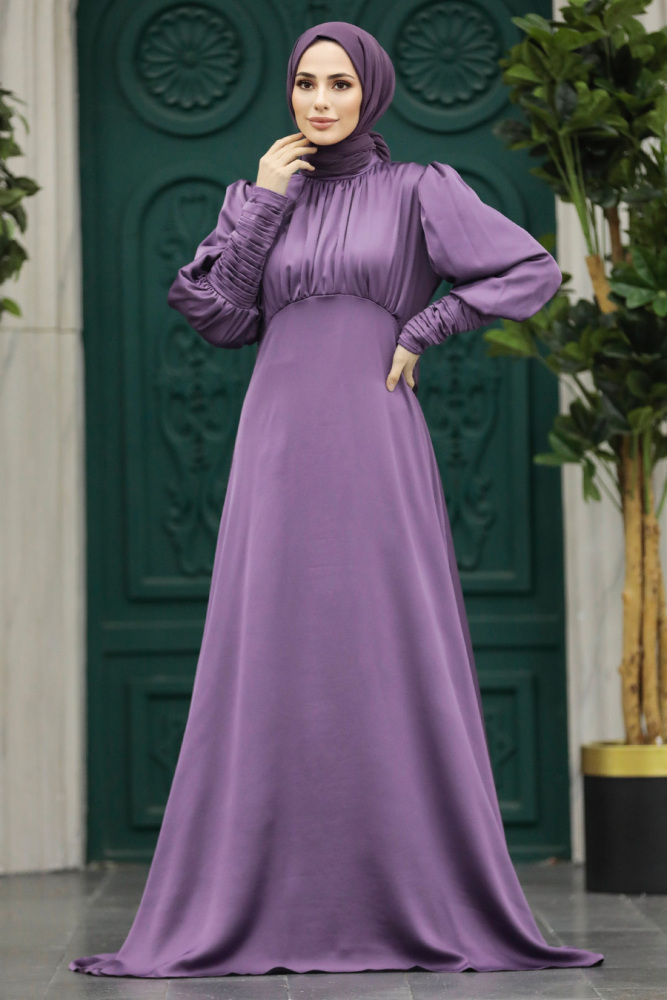 Luxorious Dark Lila Modest Islamic Clothing Prom Dress 22192KLILA - 1