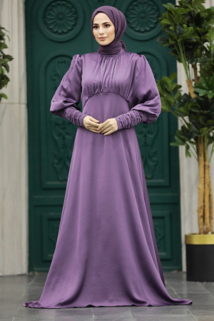 Luxorious Dark Lila Modest Islamic Clothing Prom Dress 22192KLILA - 2