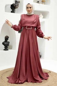 Neva Style - Luxorious Dusty Rose Hijab Engagement Dress 3378GK - Thumbnail