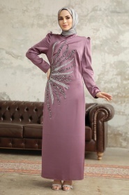 Neva Style - Luxorious Dusty Rose Muslim Evening Dress 38102GK - Thumbnail