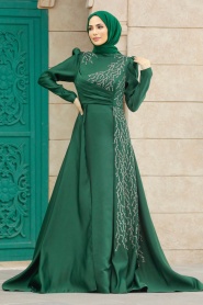 Neva Style - Luxorious Emerald Green Modest Evening Gown 2295ZY - Thumbnail