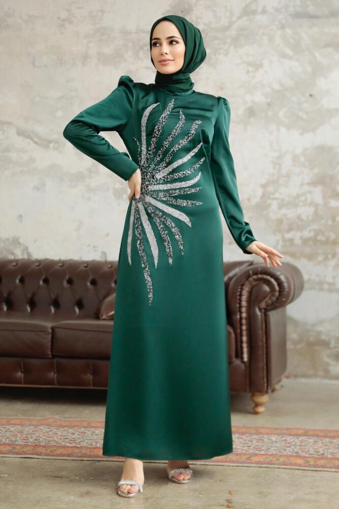 Luxorious Emerald Green Muslim Evening Dress 38102ZY - 1