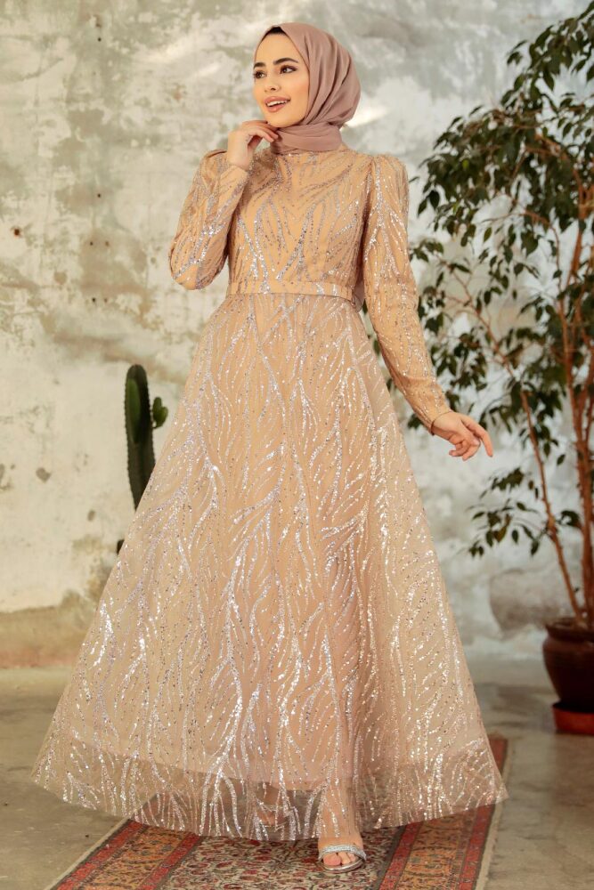 Neva Style - Luxorious Gold Hijab Islamic Prom Dress 22851GOLD - 1