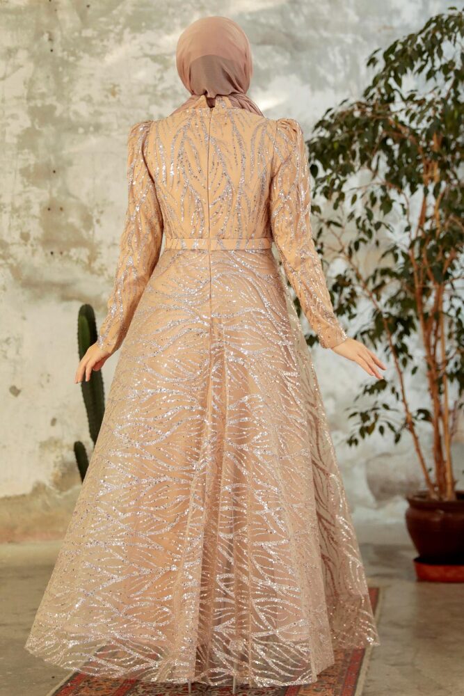 Neva Style - Luxorious Gold Hijab Islamic Prom Dress 22851GOLD - 3