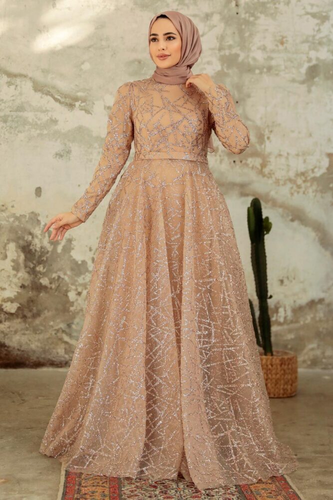 Neva Style - Luxorious Gold Islamic Clothing Engagement Dress 22282GOLD - 1