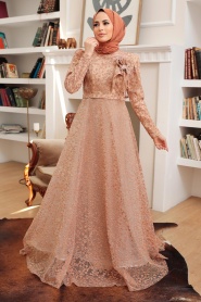 Neva Style - Luxorious Gold Islamic Wedding Dress 22421GOLD - Thumbnail