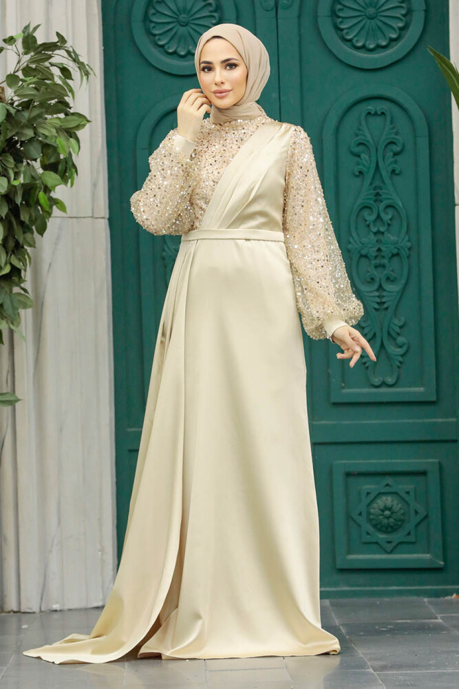 Luxorious Gold Muslim Bridesmaid Dress 2311GOLD - 1