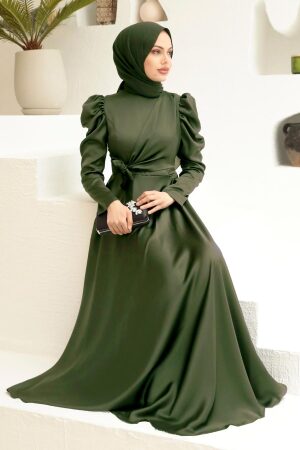 Luxorious Khaki Modest Islamic Clothing Evening Dress 4570HK - 1