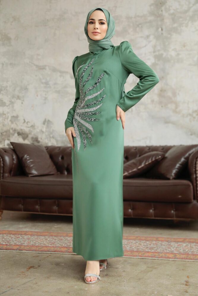 Luxorious Khaki Muslim Evening Dress 38102HK - 3