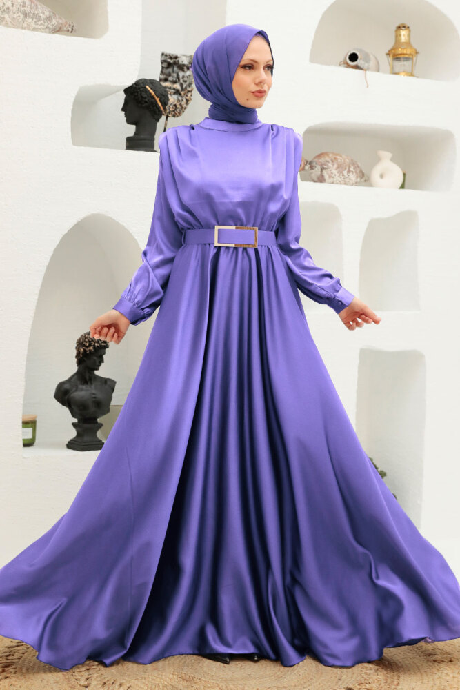Neva Style - Luxorious Light Lila Hijab Engagement Dress 3378ALILA - 1