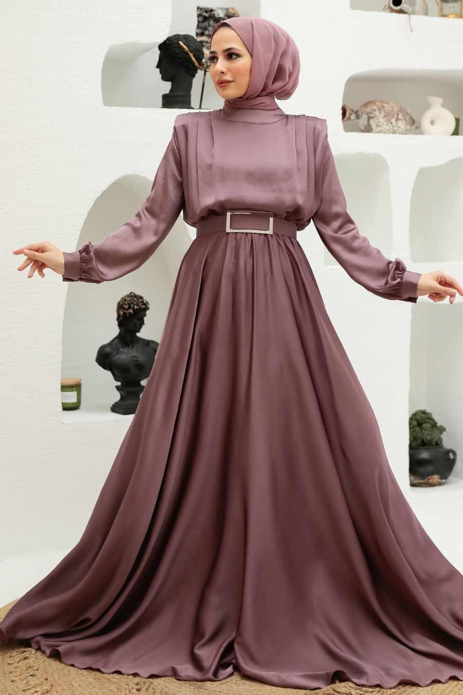 Neva Style - Luxorious Lila Hijab Engagement Dress 3378LILA