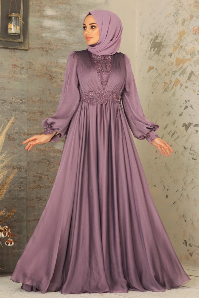 Neva Style - Luxorious Lila Islamic Dress 21540LILA - 1