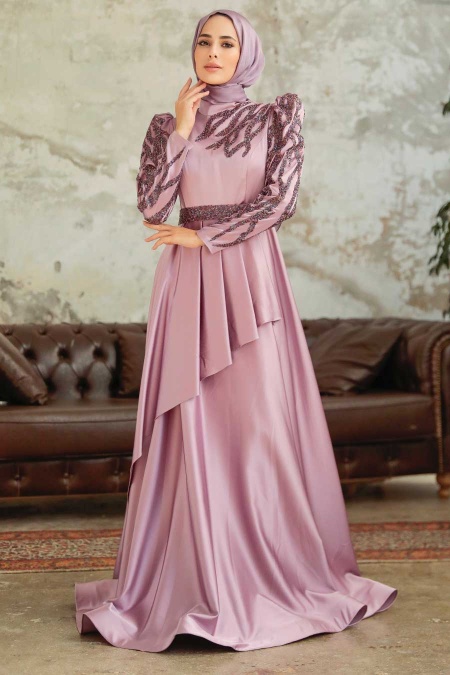 Neva Style - Luxorious Lila Modest Evening Dress 22671LILA - 1