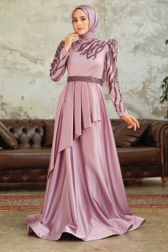 Neva Style - Luxorious Lila Modest Evening Dress 22671LILA - 3