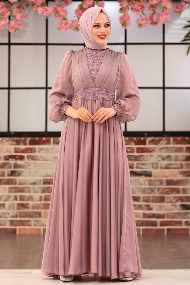 Neva Style - Luxorious Mink Islamic Dress 21540V - 1