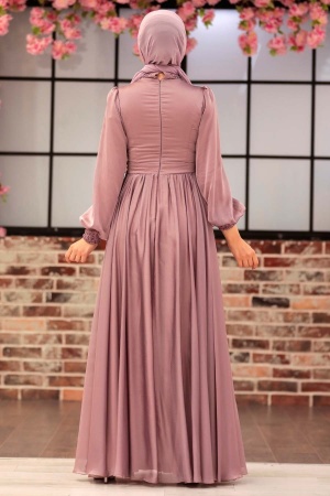 Neva Style - Luxorious Mink Islamic Dress 21540V - 3