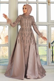 Neva Style - Luxorious Mink Muslim Bridesmaid Dress 7520V - Thumbnail