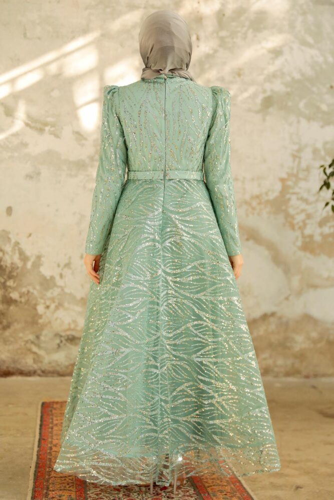 Neva Style - Luxorious Mint Hijab Islamic Prom Dress 22851MINT - 4