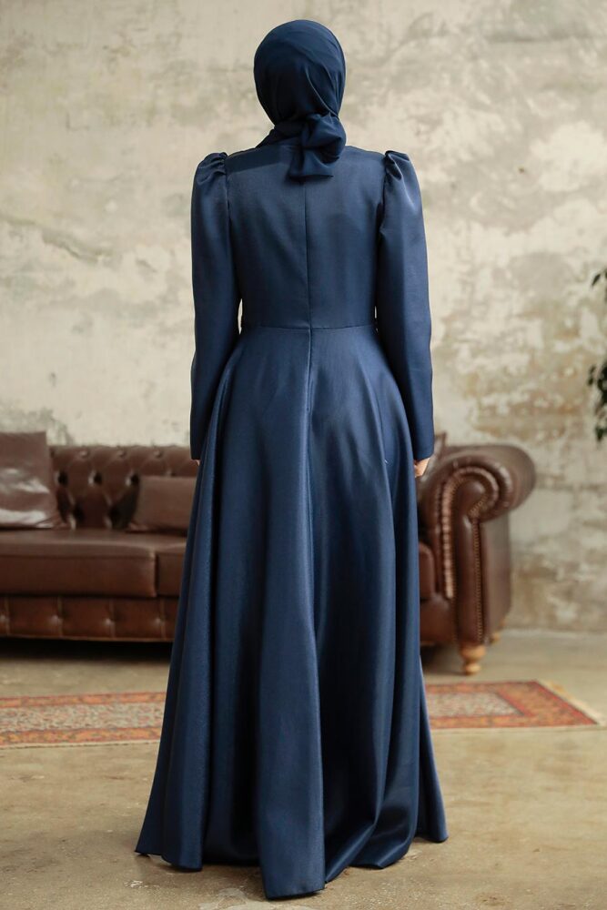 Luxorious Navy Blue Islamic Evening Dress 3915L - 2