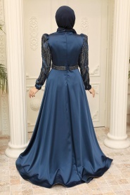 Neva Style - Luxorious Navy Blue Modest Evening Dress 22671L - Thumbnail