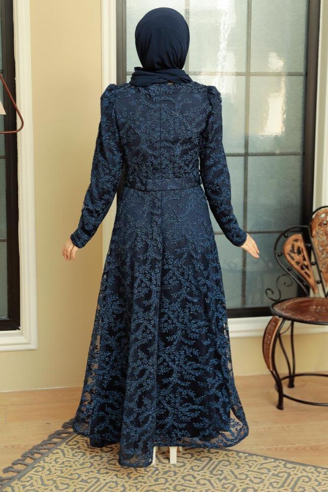 Neva Style - Luxorious Navy Blue Modest Prom Dress 3330L - 3