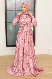 Neva Style - Luxorious Powder Pink Modest Bridesmaid Dress 3442PD - Thumbnail