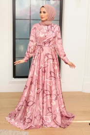 Neva Style - Luxorious Powder Pink Modest Bridesmaid Dress 3442PD - Thumbnail