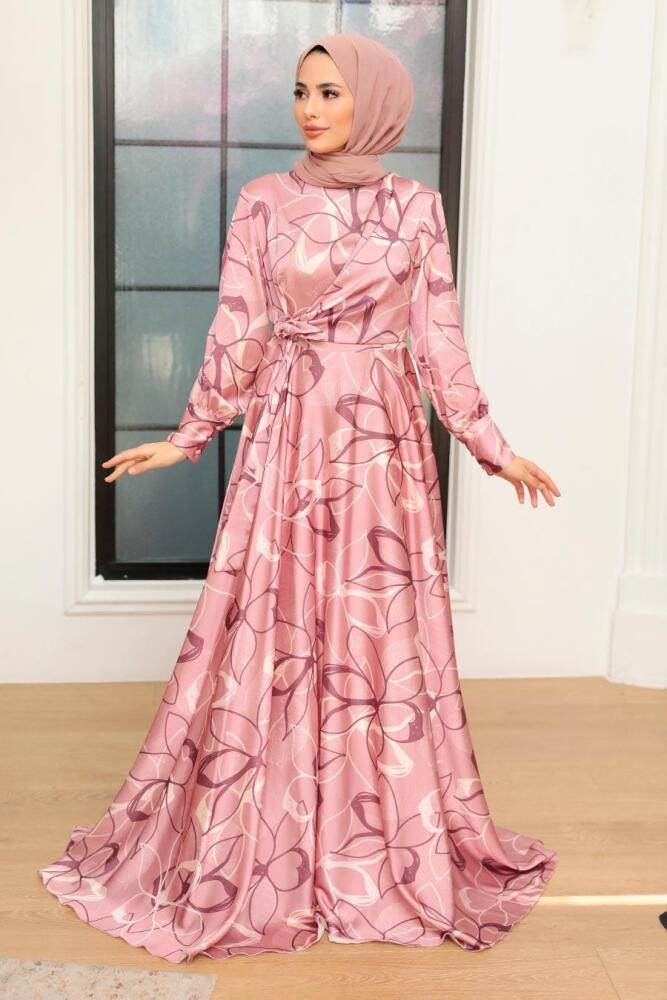 Neva Style - Luxorious Powder Pink Modest Bridesmaid Dress 3442PD - 2