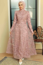 Neva Style - Luxorious Powder Pink Modest Prom Dress 3330PD - Thumbnail