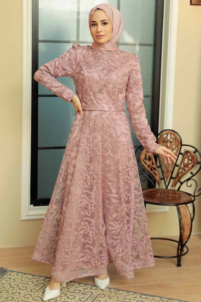Neva Style - Luxorious Powder Pink Modest Prom Dress 3330PD - 1