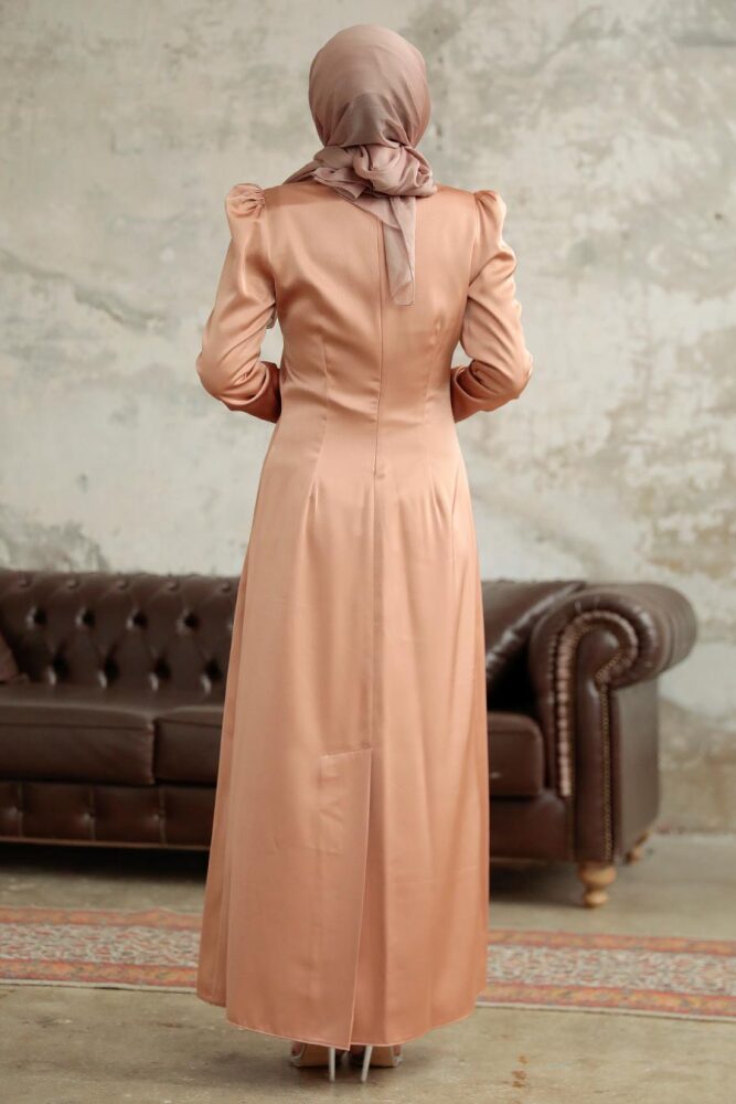 Luxorious Salmon Pink Muslim Evening Dress 38102SMN - 4