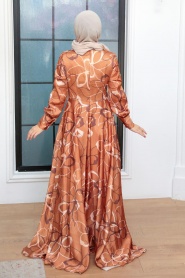 Neva Style - Luxorious Sunuff Colored Modest Bridesmaid Dress 3442TB - Thumbnail