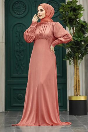 Luxorious Terra Cotta Modest Islamic Clothing Prom Dress 22192KRMT - 1