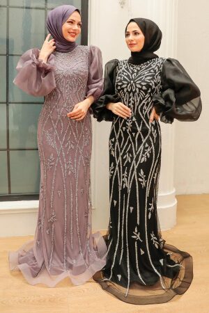Neva Style - Luxury Black Hijab Prom Dress 8321S - 8