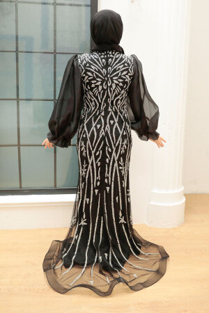Neva Style - Luxury Black Hijab Prom Dress 8321S - 9