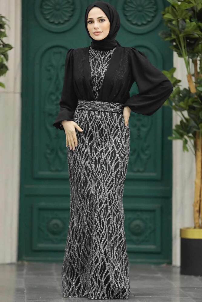 Luxury Black Islamic Clothing Evening Gown 22213S - 3