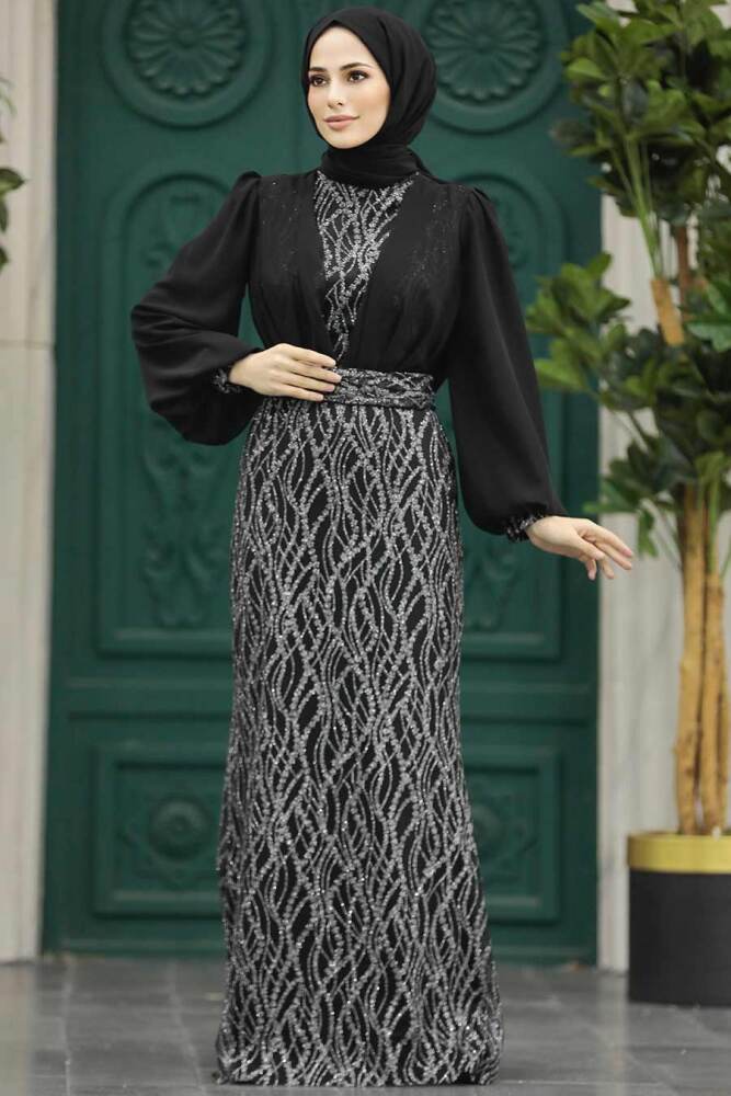 Luxury Black Islamic Clothing Evening Gown 22213S - 1